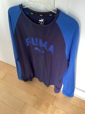 Puma Navy and Royal Blue pullover. Shiny logo